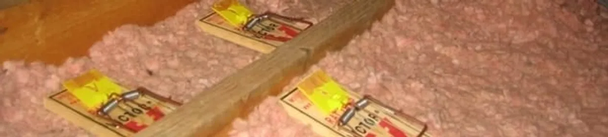 Mouse traps placed in an attic for rodent control in Ogden, UT